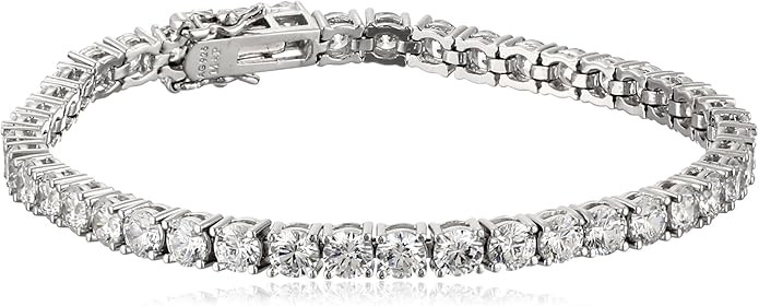 Amazon Collection Sterling Silver Tennis Bracelet set with Round Cut Infinite Elements Cubic Zirc... | Amazon (US)