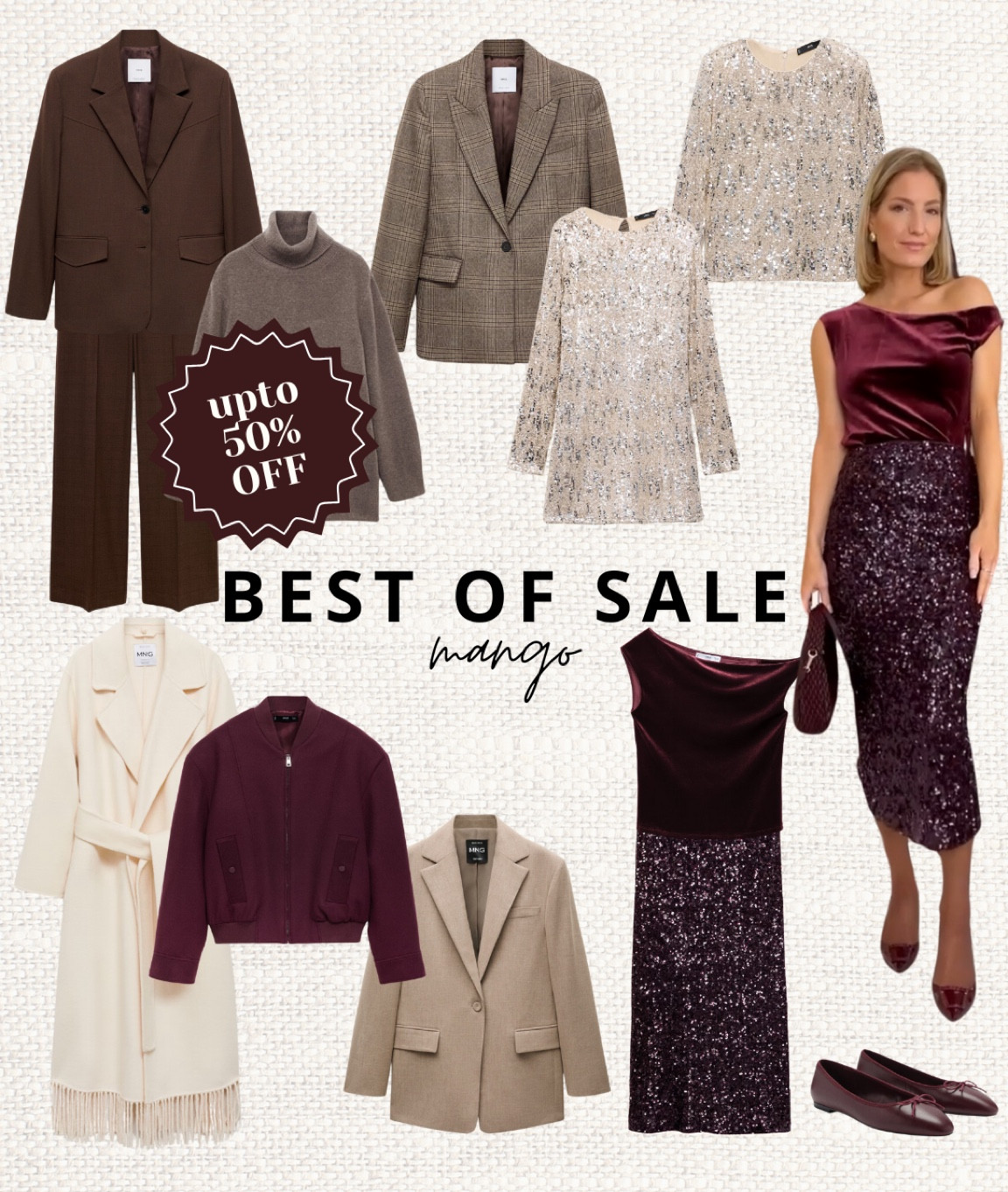 Upto 50 % off of selected items @ Mango! Including the sequin skirt and off shoulder velvet top I’m wearing! Both tts.#LTKCyberWeek

#LTKSaleAlert #LTKSeasonal