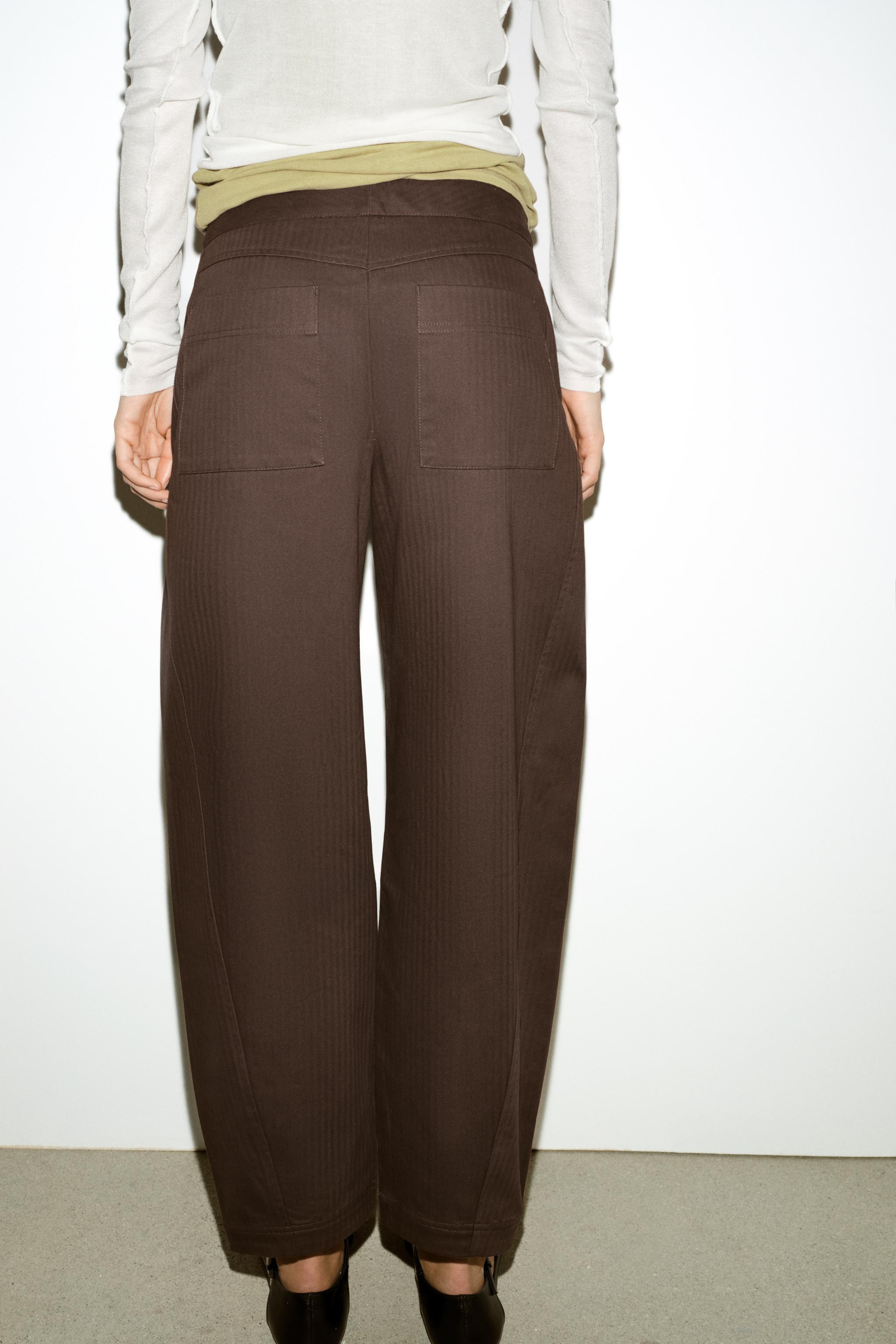 HERRINGBONE BARREL PANTS | Zara US