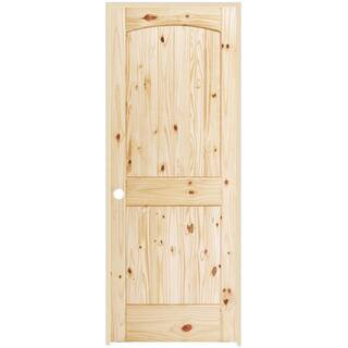 Steves & Sons 24 in. x 80 in. 2-Panel Round Top Plank Unfinished Knotty Pine Single Prehung Inter... | The Home Depot