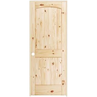 Steves & Sons 24 in. x 80 in. 2-Panel Round Top Plank Unfinished Knotty Pine Single Prehung Inter... | The Home Depot