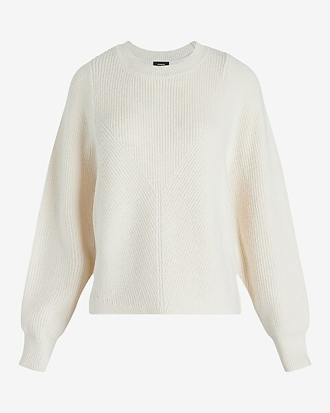 Ribbed Crew Neck Long Sleeve Sweater | Express