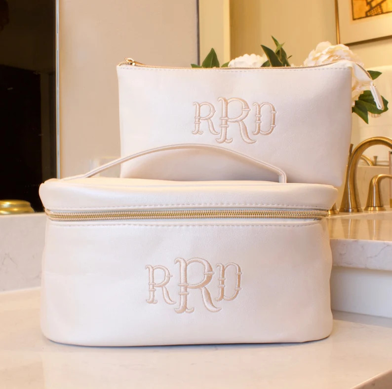 Personalized Train Case and Cosmetic Makeup Bag - Bridesmaid Gift - Bridal Gift - Personalized Ma... | Etsy (US)