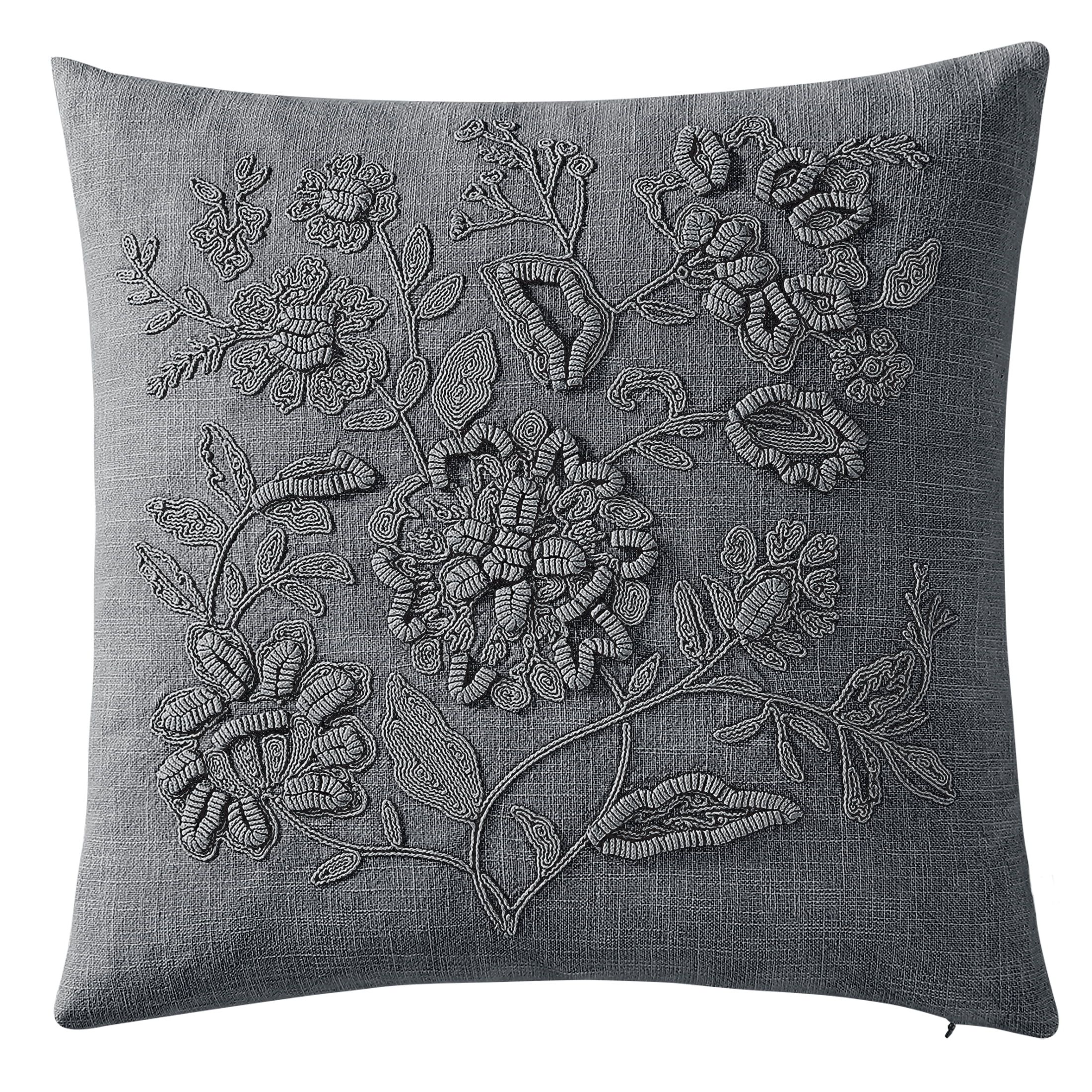 Better Homes & Gardens, Gray Tonal Floral Decorative Pillow, Square, 20" x 20", 1 Piece - Walmart... | Walmart (US)