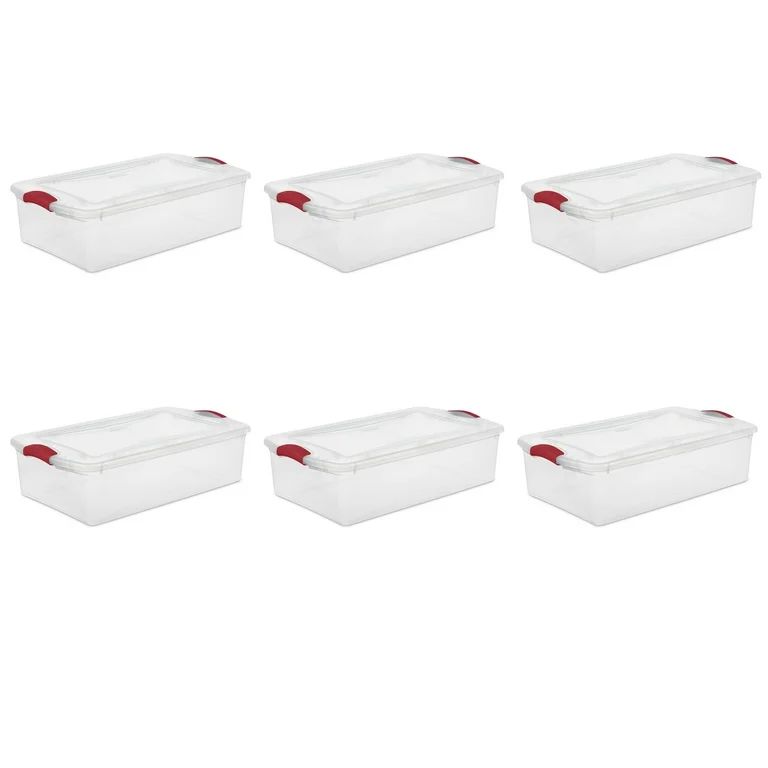 Sterilite 32 Qt. Latch Box Plastic, Infra Red, Set of 6 | Walmart (US)