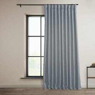 Heather Grey Faux Linen Extra Wide Room Darkening Curtain - 100 in. W X 120 in. L (1 Panel) | The Home Depot