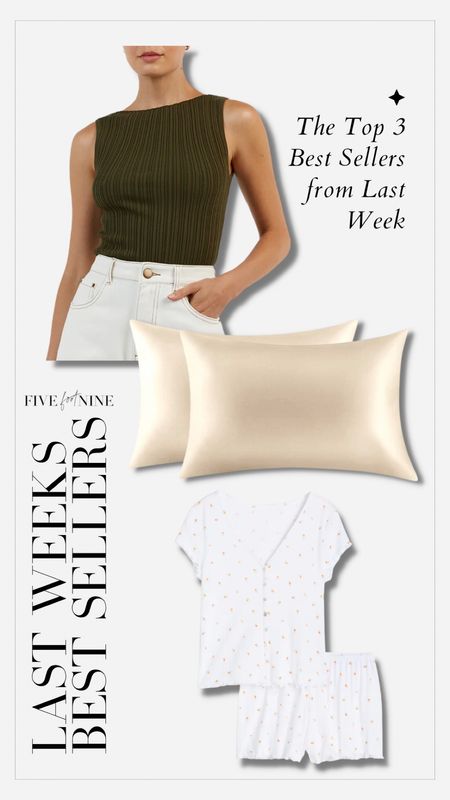 Last weeks best sellers, knit top, silk pillowcase, pj set 

#LTKunder100