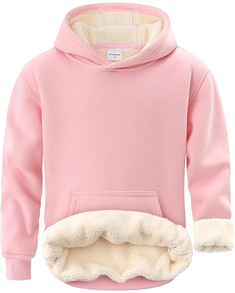 Boys Girls Sherpa Lined Hoodie Pullover Youth Fleece Hooded Sweatshirt Kid's Warm Fuzzy Thicken C... | Amazon (US)