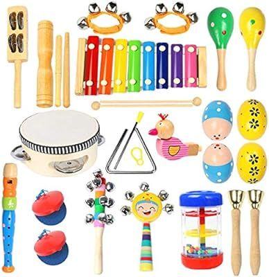 Ehome Toddler Musical Instruments 15 Types 22pcs Wooden Percussion Instruments Toy for Kids Presc... | Amazon (US)