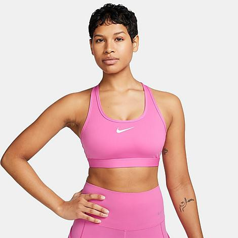 Nike Women's Swoosh Support Sports Bra in Playful Pink/White Size: Medium | Finish Line (US)