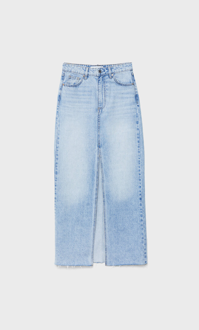Vintage denim maxi skirt | Stradivarius (UK)