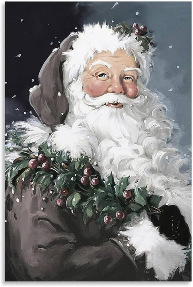 RORCIE Berry Santa in Gray by Poster Susan Comish Art Painting Poster Canvas Painting Posters And... | Amazon (US)