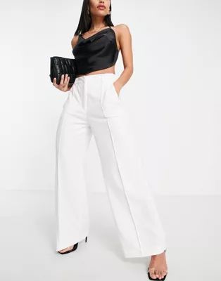 Closet London tailored pleated trouser in ivory | ASOS (Global)