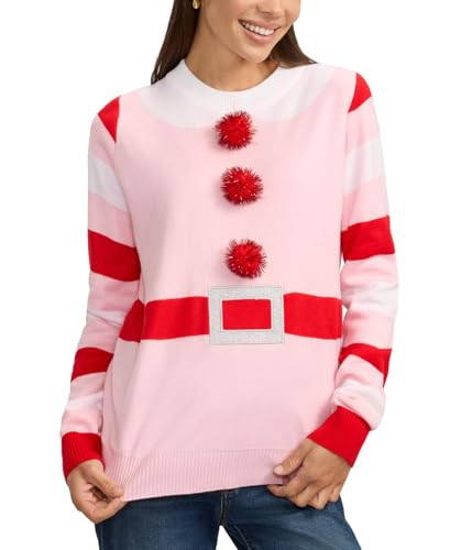 Tipsy Elves Ugly Christmas Sweaters for Women - Funny Festive Women's Christmas Sweaters - Cute Winter Holiday Outfit - Pink Happy Helper Size - Medium | Amazon (US)