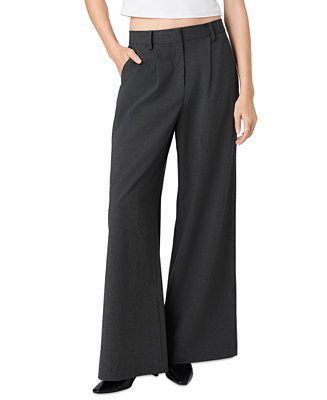 Women's Tavi Crosshatch Suiting Pleated Wide-Leg Trousers | Macy's
