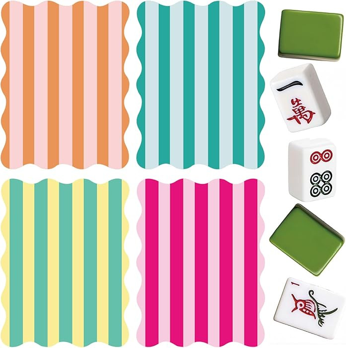 Soulchen 4 Pcs 2026 Mahjong Shuffler Cards Thick PVC Tile Mixers with Wavy Scalloped Edges Fun Ga... | Amazon (US)