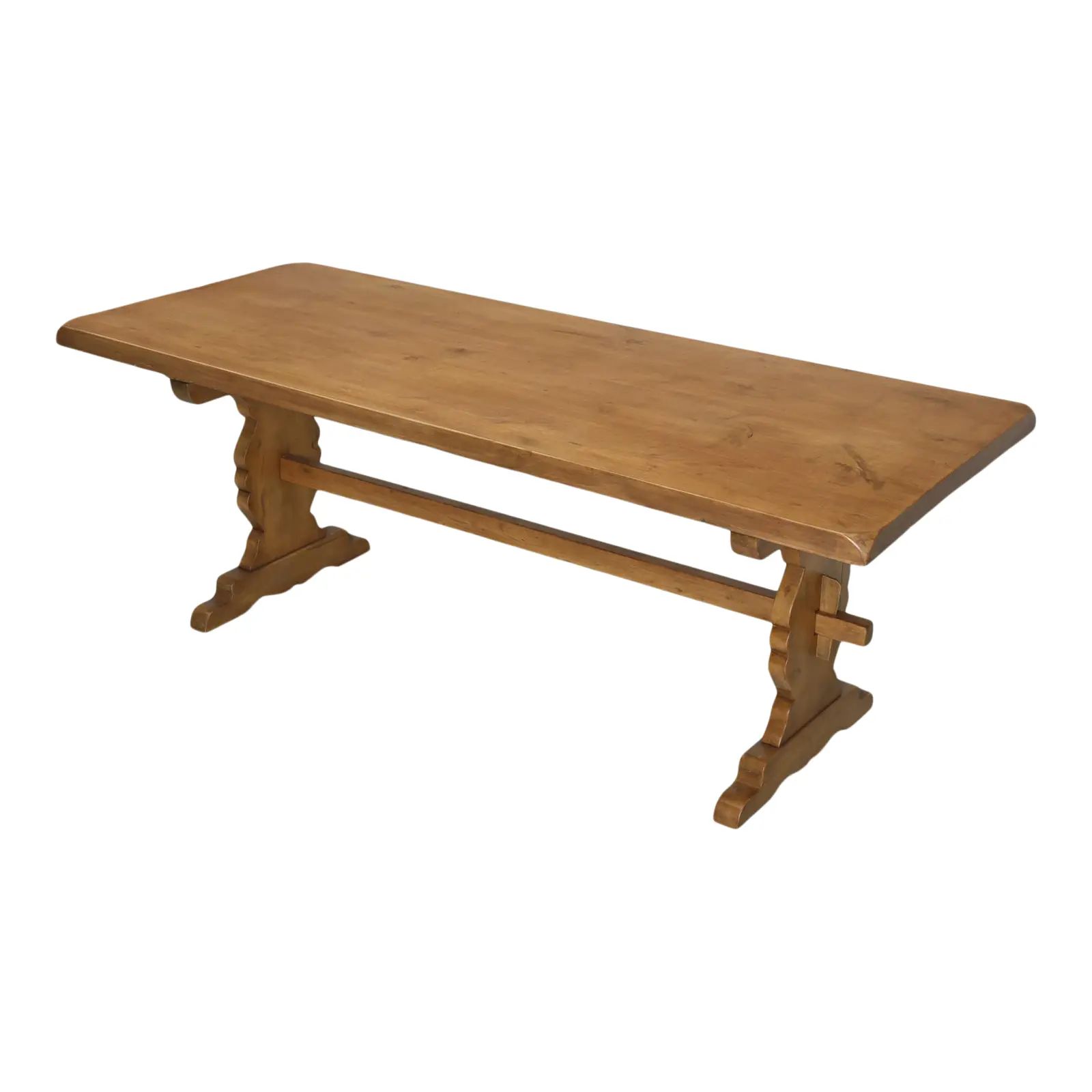 Old French Pine Trestle Style Dining Table | Chairish