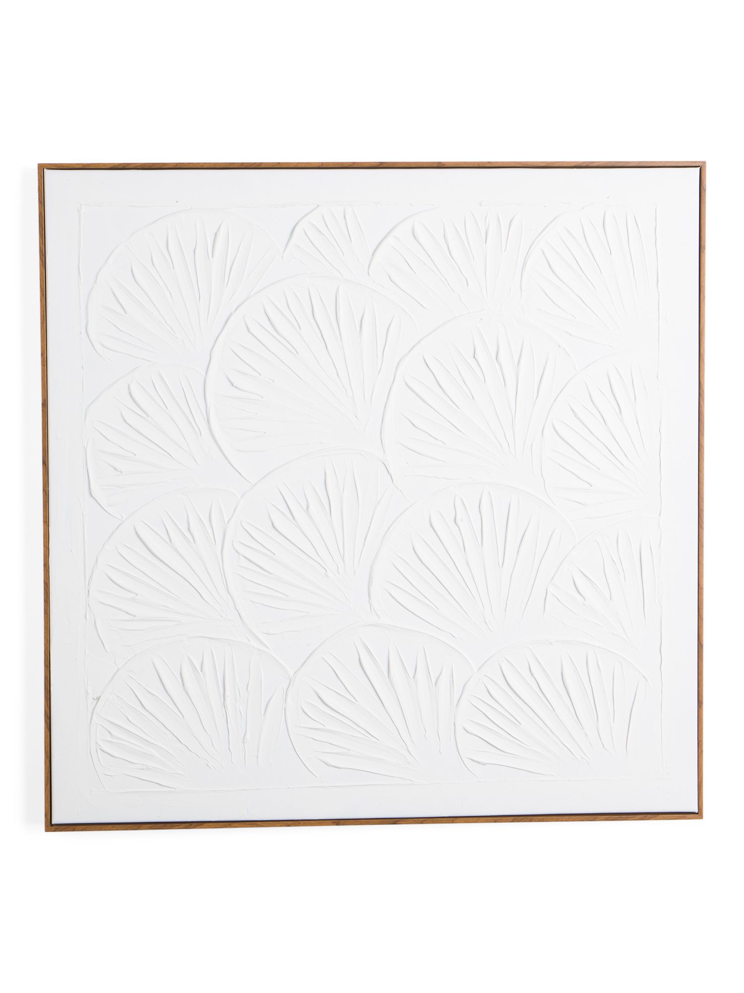 30x30 White Plaster Shells Wall Art In Walnut Frame | TJ Maxx