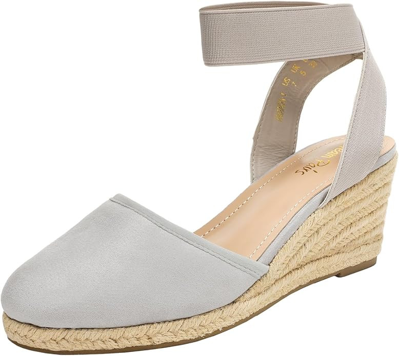 DREAM PAIRS Women's Elastic Ankle Strap Espadrilles Wedge Sandals | Amazon (US)