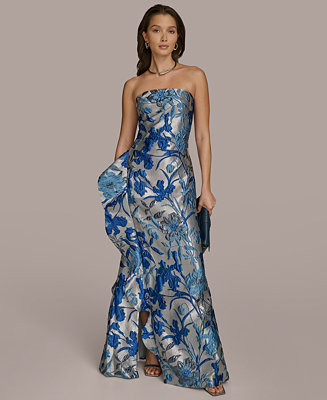 Women's Straight Neck Ruffle-Trim Gown | Macy's