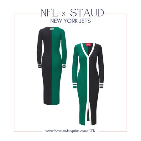Staud x NFL: New York Jets 

Black + Green Colorblocked Sweater Dress

So cute for football game day! 🏈

#LTKSeasonal #LTKstyletip