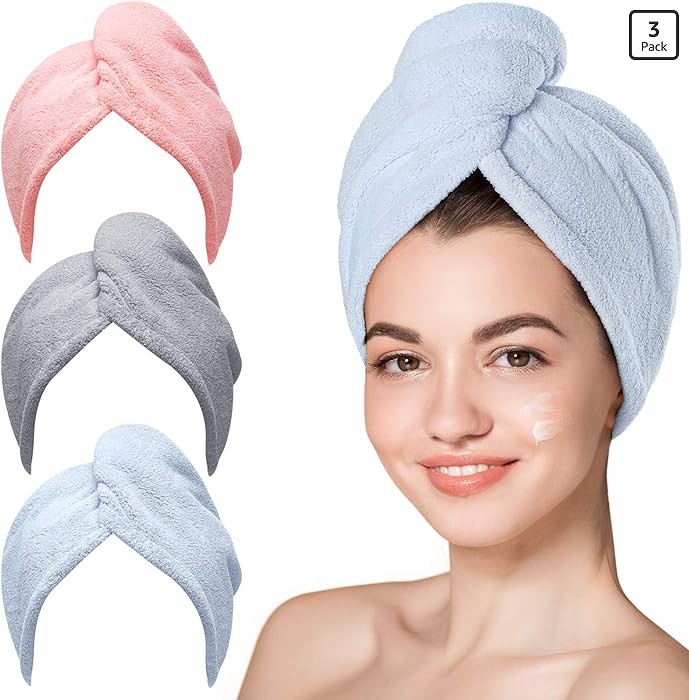 Hicober Microfiber Hair Towel Wrap, Fast Drying Hair Towels for Women, Soft Lightweight Quick Dry... | Amazon (US)