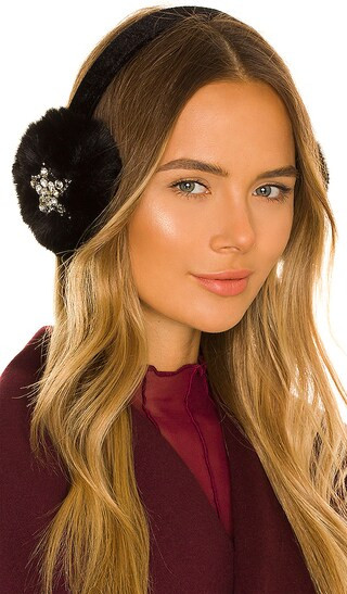 Embellished Faux Fur Ear Muffs in Black | Revolve Clothing (Global)