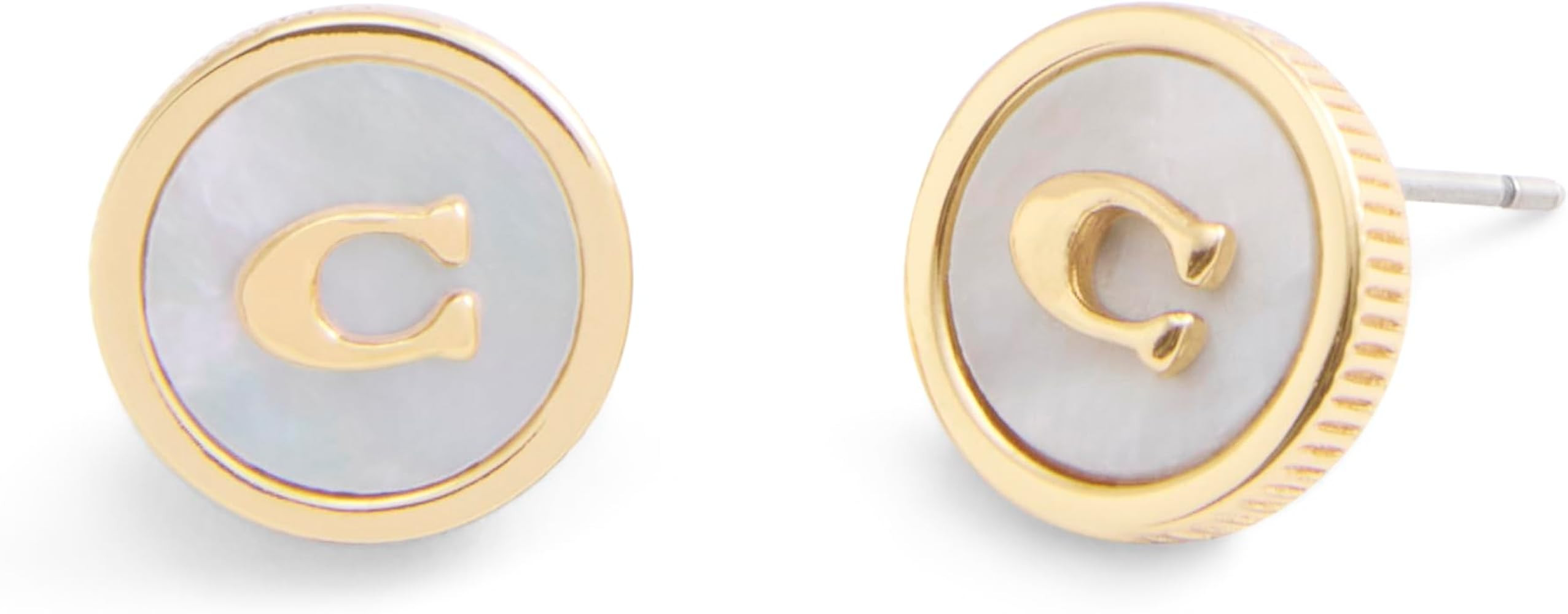 COACH Women's Signature Mother of Pearl Coin Stud Earrings | Amazon (US)