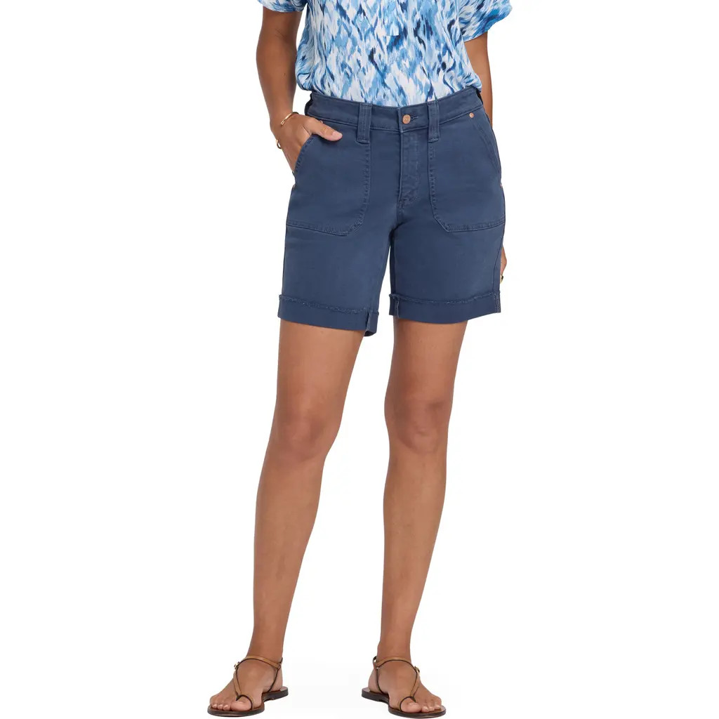 NYDJ Diana Relaxed Fit Raw Hem Cuffed Denim Shorts in Vintage Navy at Nordstrom, Size 4 | Nordstrom