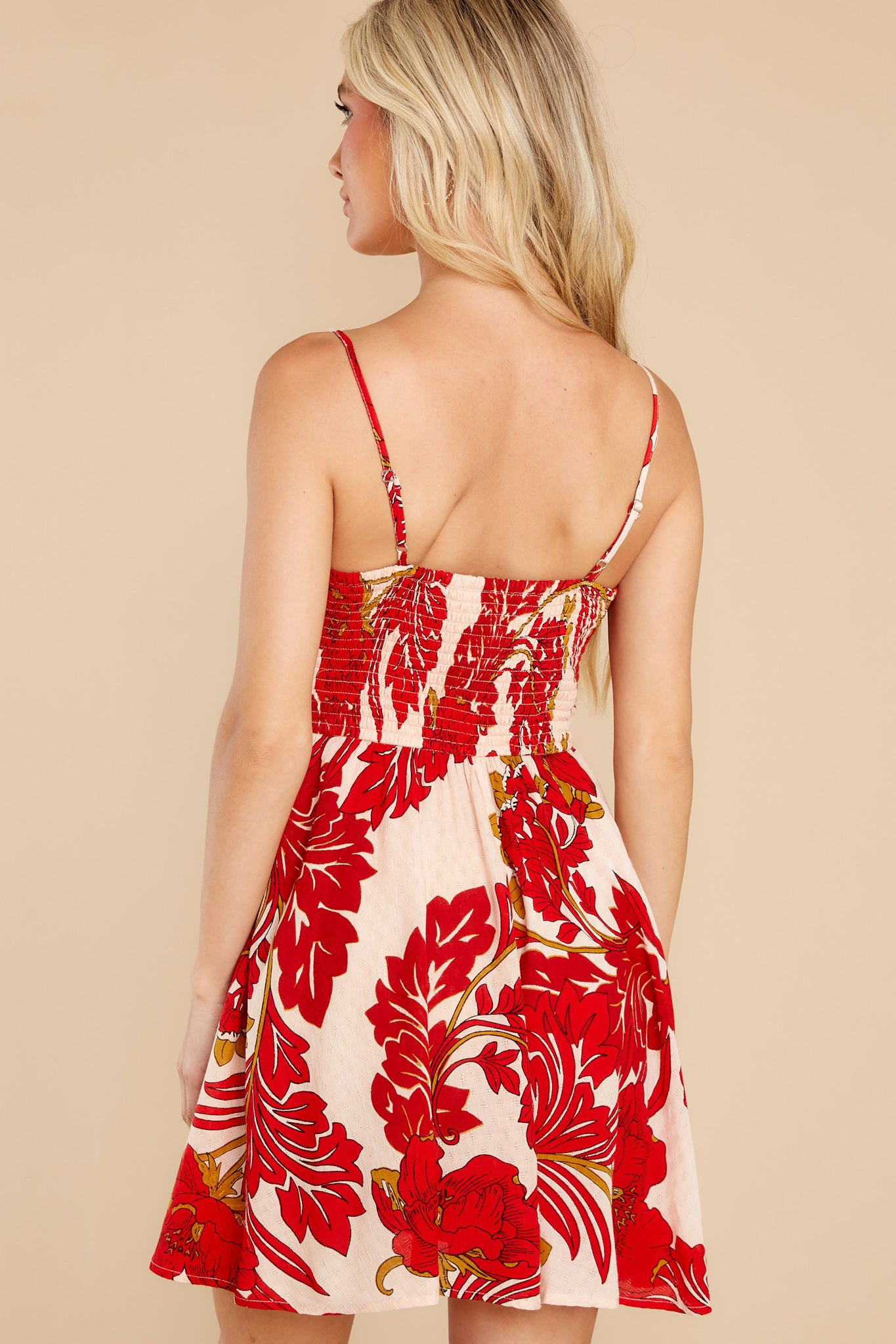 Dancing Queen Red Floral Mini Dress | Red Dress 