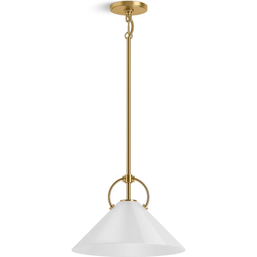 KOHLER Kernen by Studio McGee Brushed Moderne Brass Transitional Frosted Glass Cone Led; Hanging ... | Lowe's