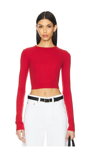 Verona Crop Shirt in Crimson | Revolve Clothing (Global)
