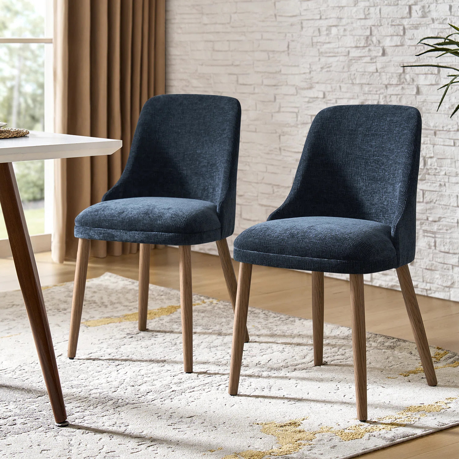 Kanalu 19.25" Modern Upholstered Dining Chair with Solid Wood Legs(Set Of 2) | Wayfair North America