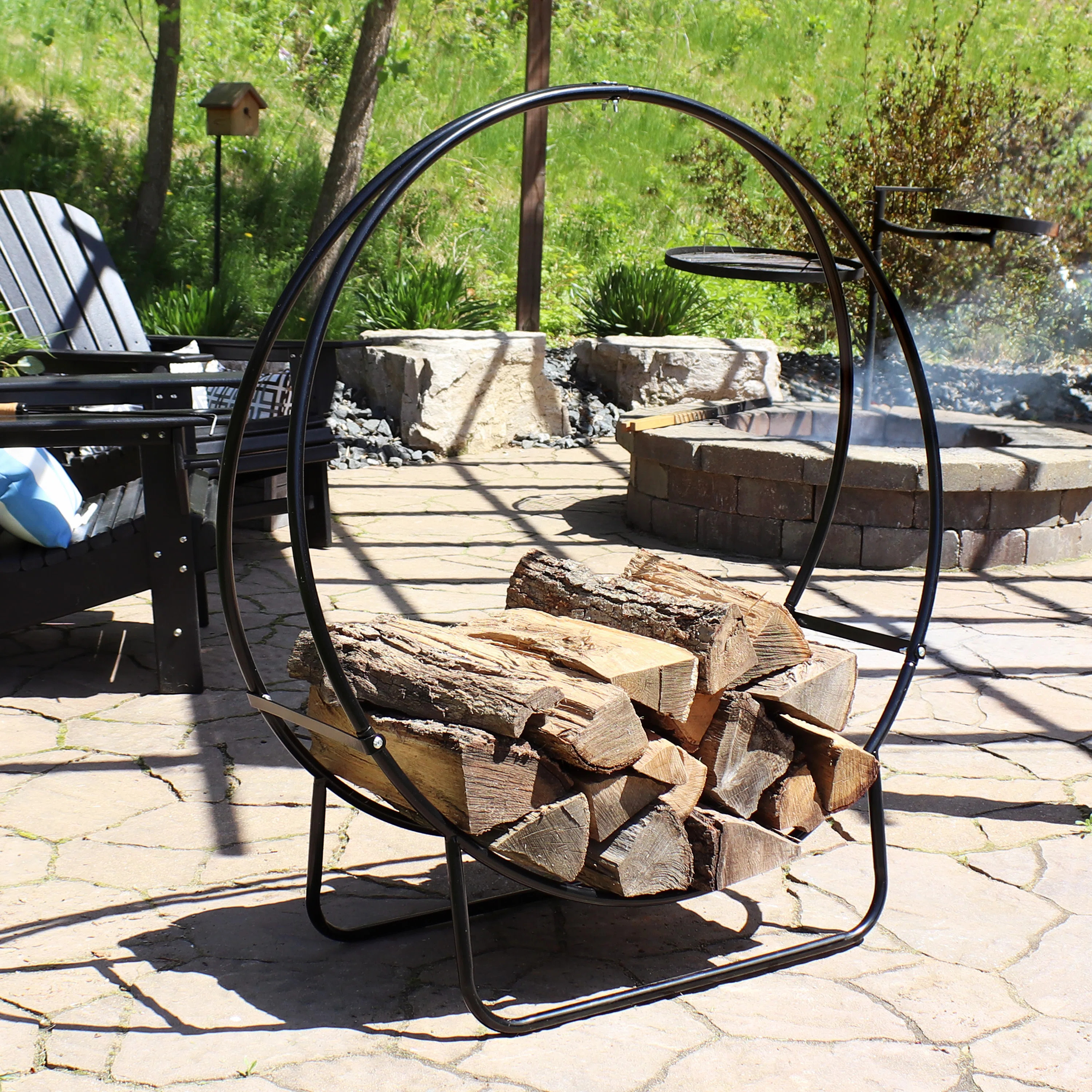 Indoor or Outdoor Tubular Steel Hoop Firewood Log Holder | Wayfair North America