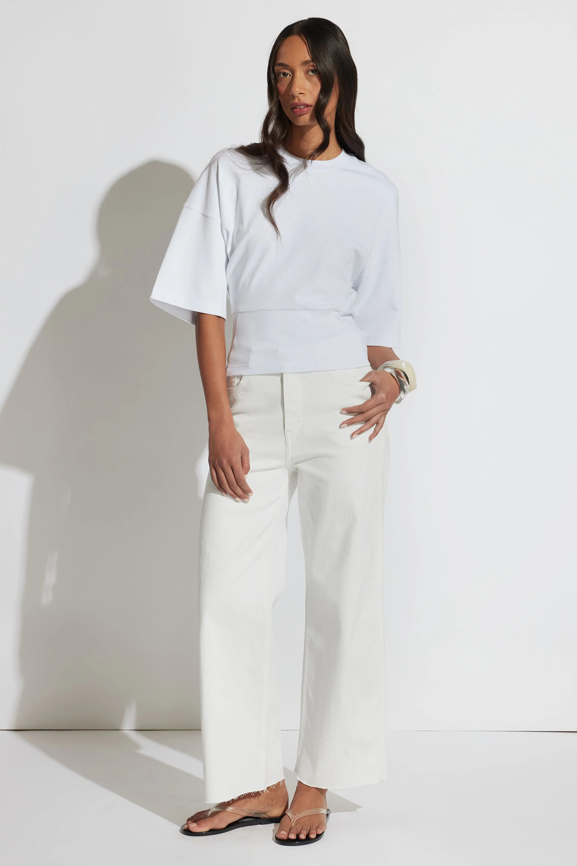 Kendall Fitted Waist Tee - Bright White | DECJUBA | DECJUBA