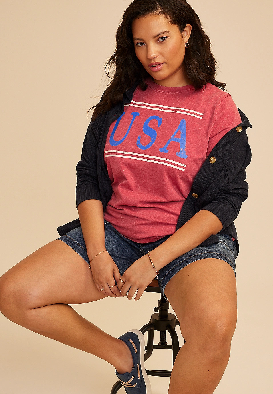 Plus Size Americana Varsity USA Classic Fit Graphic Tee | Maurices