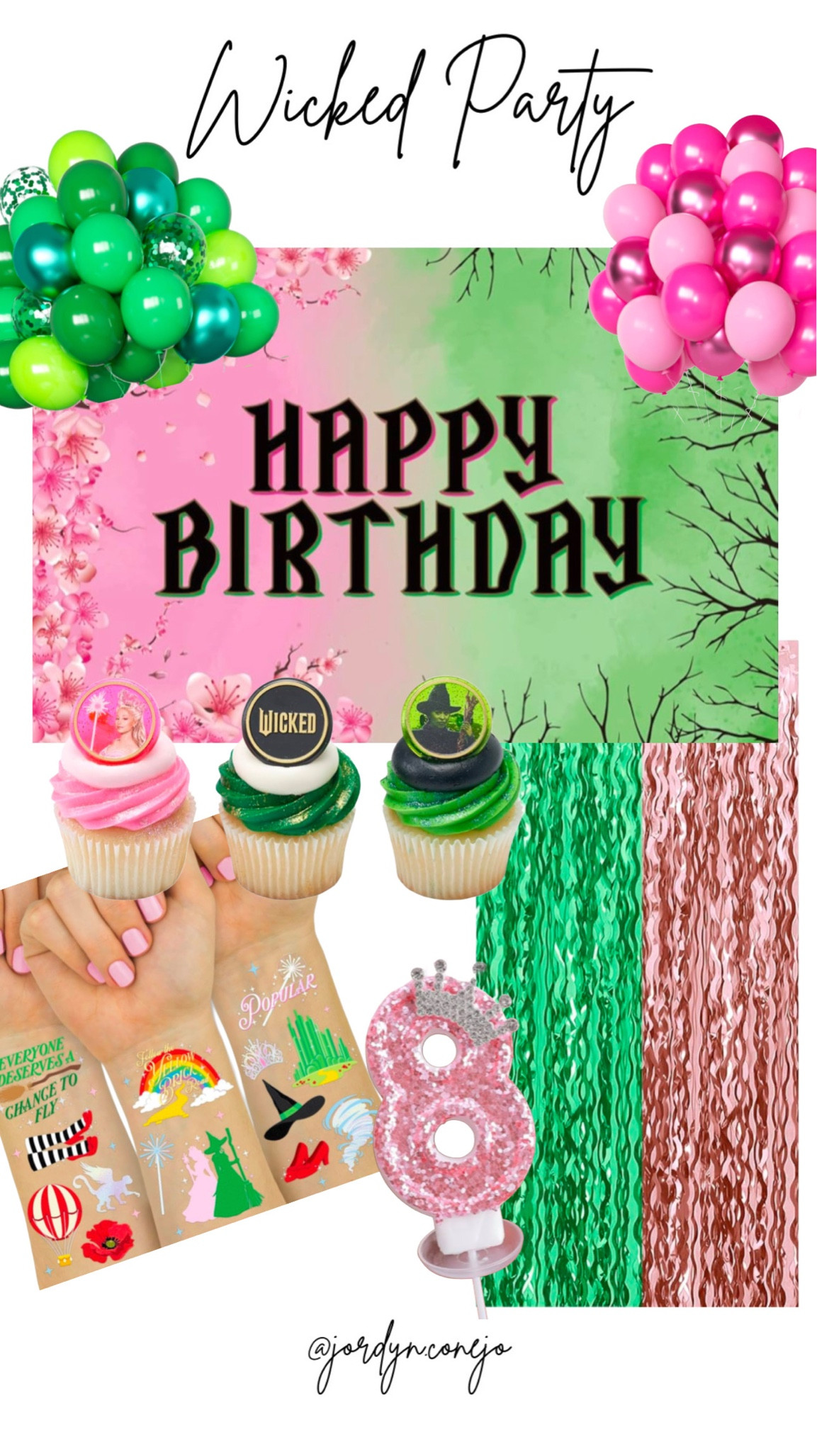 Who has seen Wicked??! How about a Wicked birthday party??? 

Elphaba- Glinda- oz- birthday party- pink and green- party balloons- pre teen birthday theme- cupcake toppers- tattoos- party backdrop- party planning- 

#LTKStyleTip #LTKParties #LTKFindsUnder50