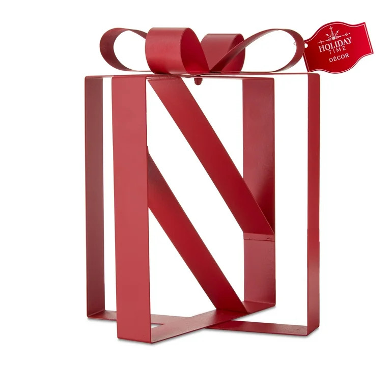Christmas Metal Gift Box Decoration, Red, 10.75", by Holiday Time | Walmart (US)