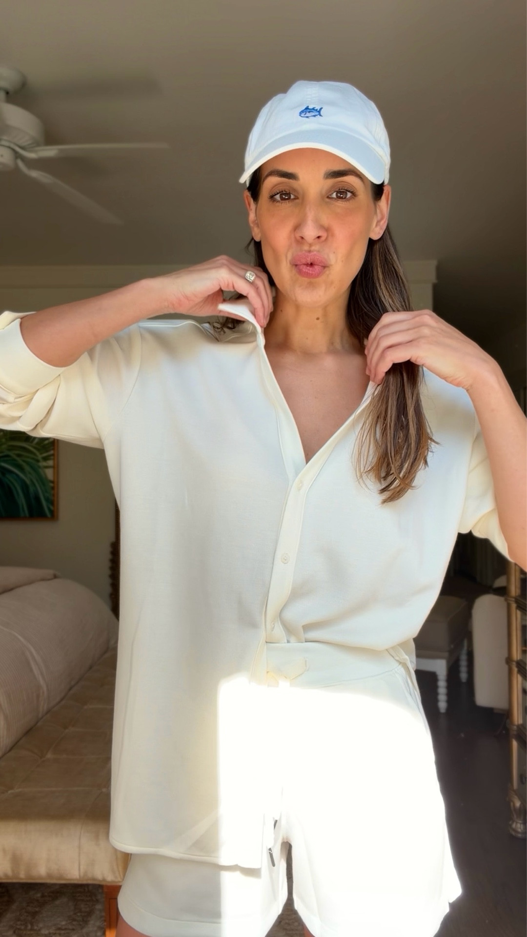 Air Essentials summer set - wearing large top and small shorts