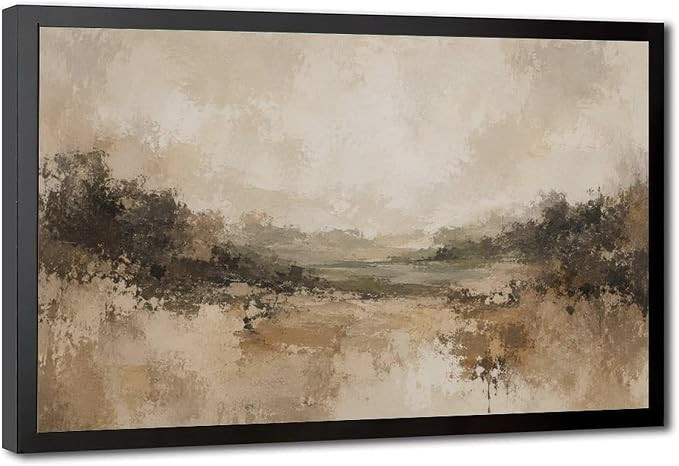 Neutral Abstract Landscape Black Frame Framed Canvas Wall Art for Living Room Bedroom Office Dini... | Amazon (US)