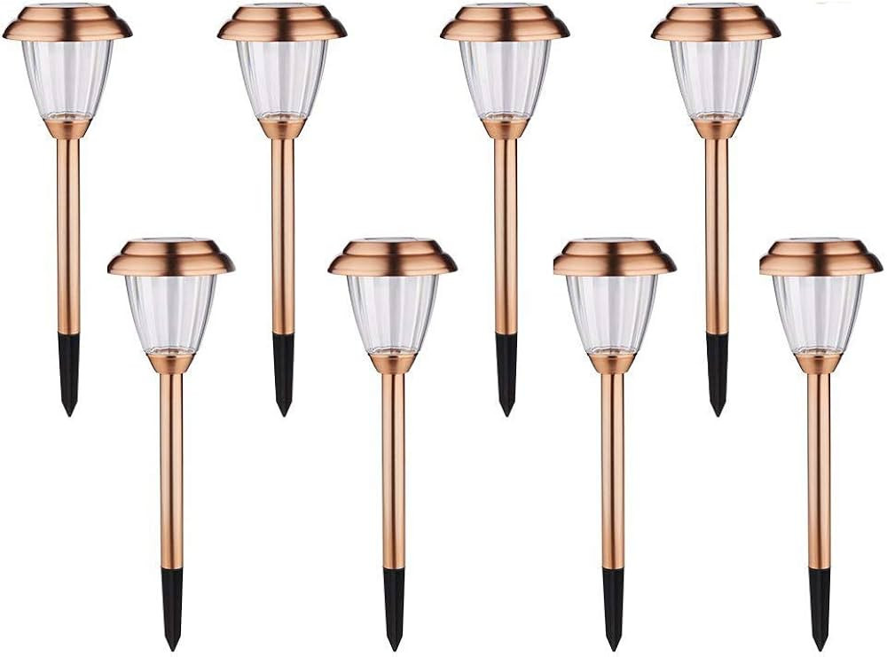 Solar Lights Outdoor - 8 Pack Copper Garden Walkway Lights Solar Powered Waterproof for Garden, L... | Amazon (US)