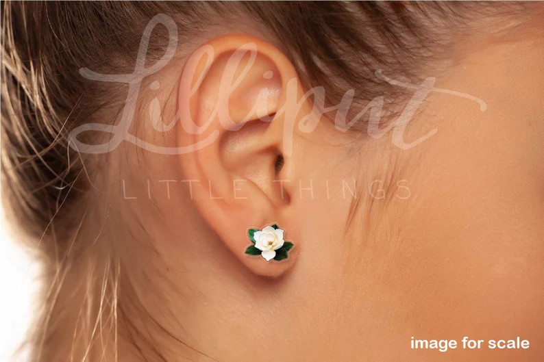Magnolia Blossom Earrings // White Magnolia Earrings // Magnolia Studs // Floral Studs // Bridesm... | Etsy (US)