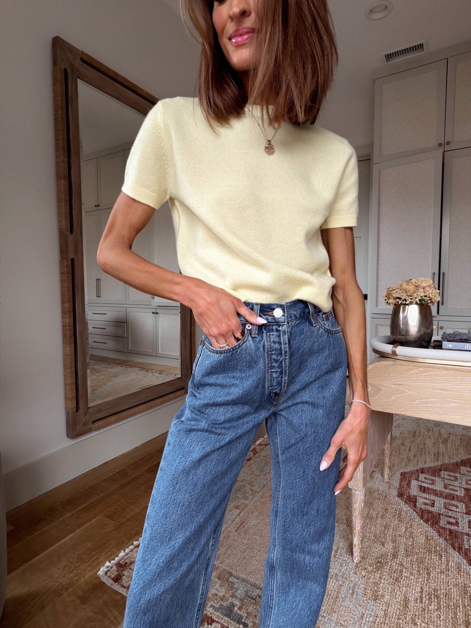 this might be the most perfect spring top 😍 love the soft yellow and lightweight sweater material 💛 comes in so many cute colors for spring! 