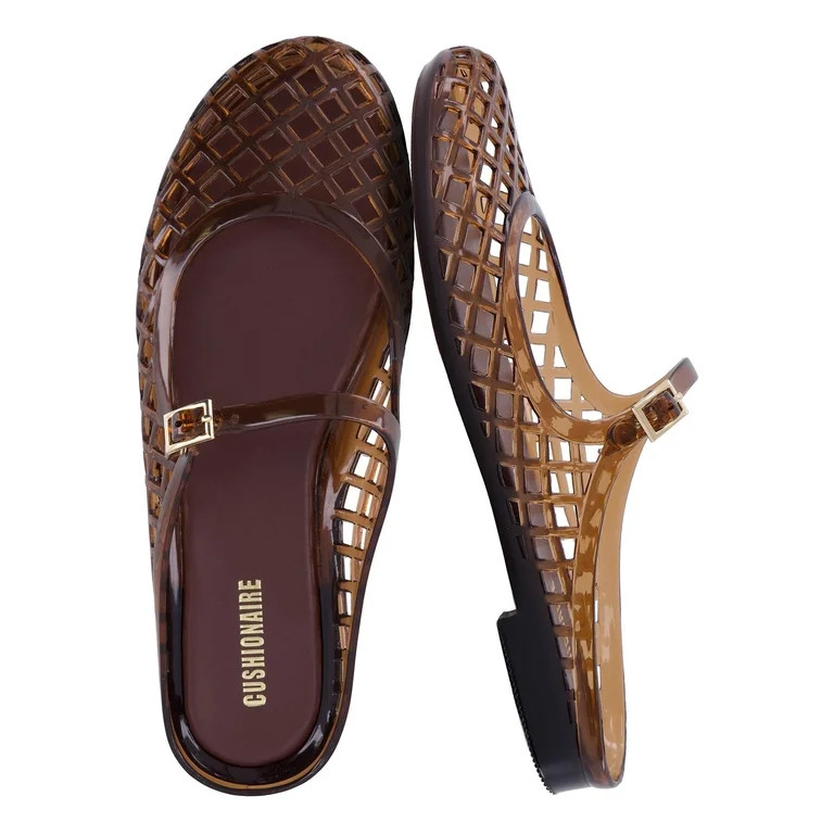 Cushionaire Java Casual Womens Jelly Flats with Adjustable Strap, Closed Toe Mary Janes Mule Desi... | Walmart (US)