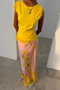 Pink Fawn Poppy Midi Maeva Skirt | Never Fully Dressed (UK & IE)