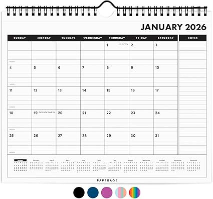 PAPERAGE 2026 Calendar, 12 Months (January 2026 - December 2026), Small (9 in x 11 in), Minimalis... | Amazon (US)