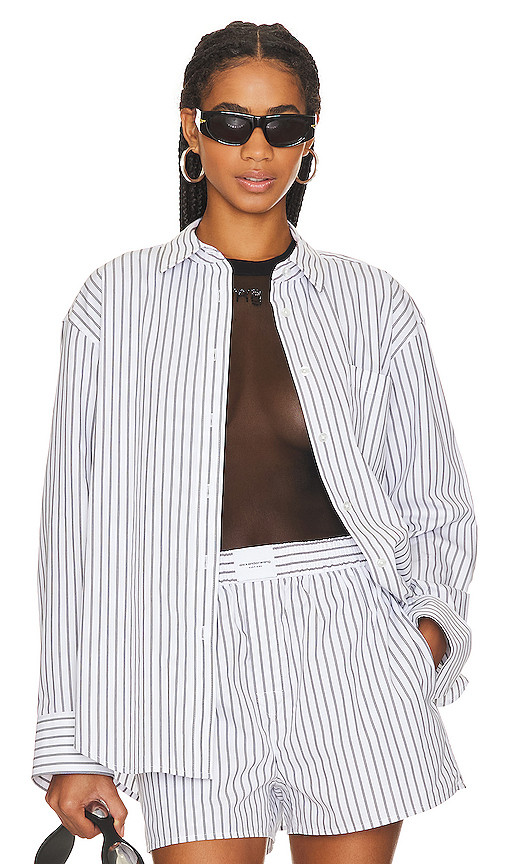 Boyfriend Shirt With Apple Patch in White & Black | Revolve Clothing (Global)