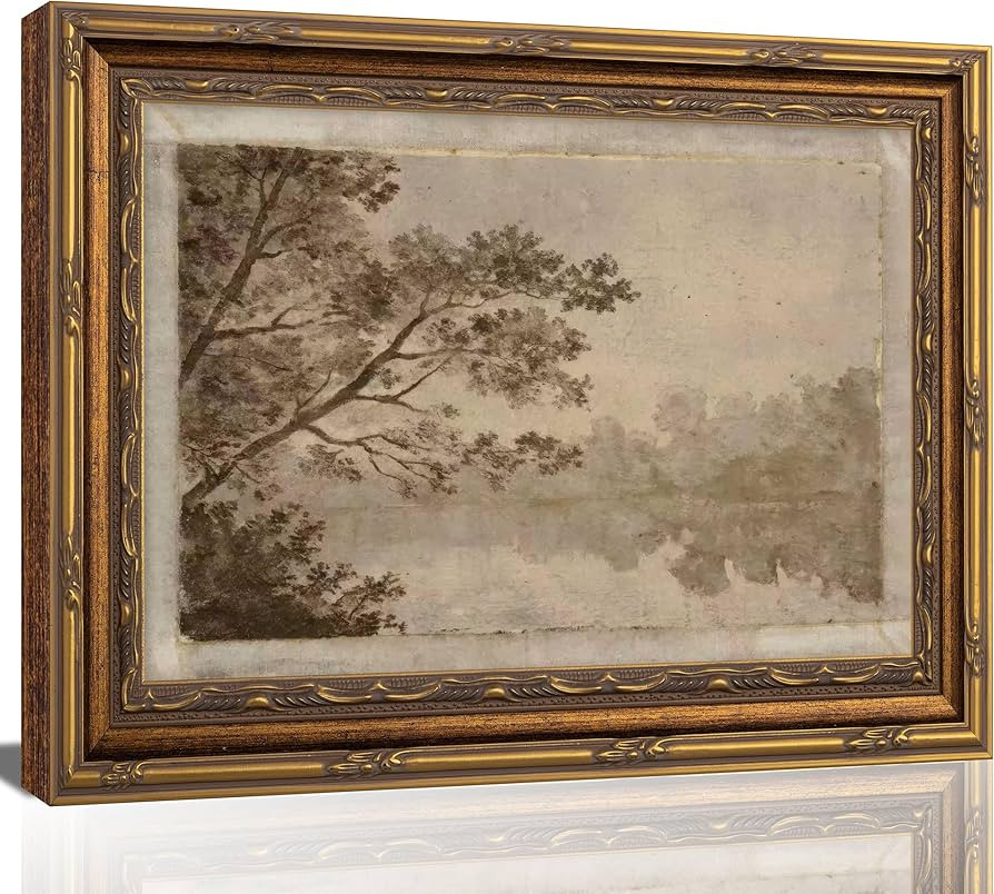 Vintage Gold Framed Canvas Wall Art Farmhouse Landscape Sketches Painting Picture Wall Decor Retr... | Amazon (US)