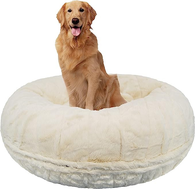 Bessie and Barnie Bagel Dog Bed - Extra Plush Faux Fur Dog Bean Bed - Circle Dog Bed - Waterproof... | Amazon (US)