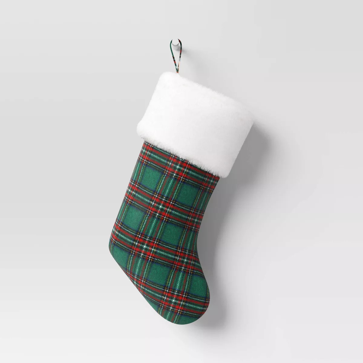 20" Plaid Christmas Stocking with Faux Shearling Cuff Green/Red/White - Wondershop™ | Target